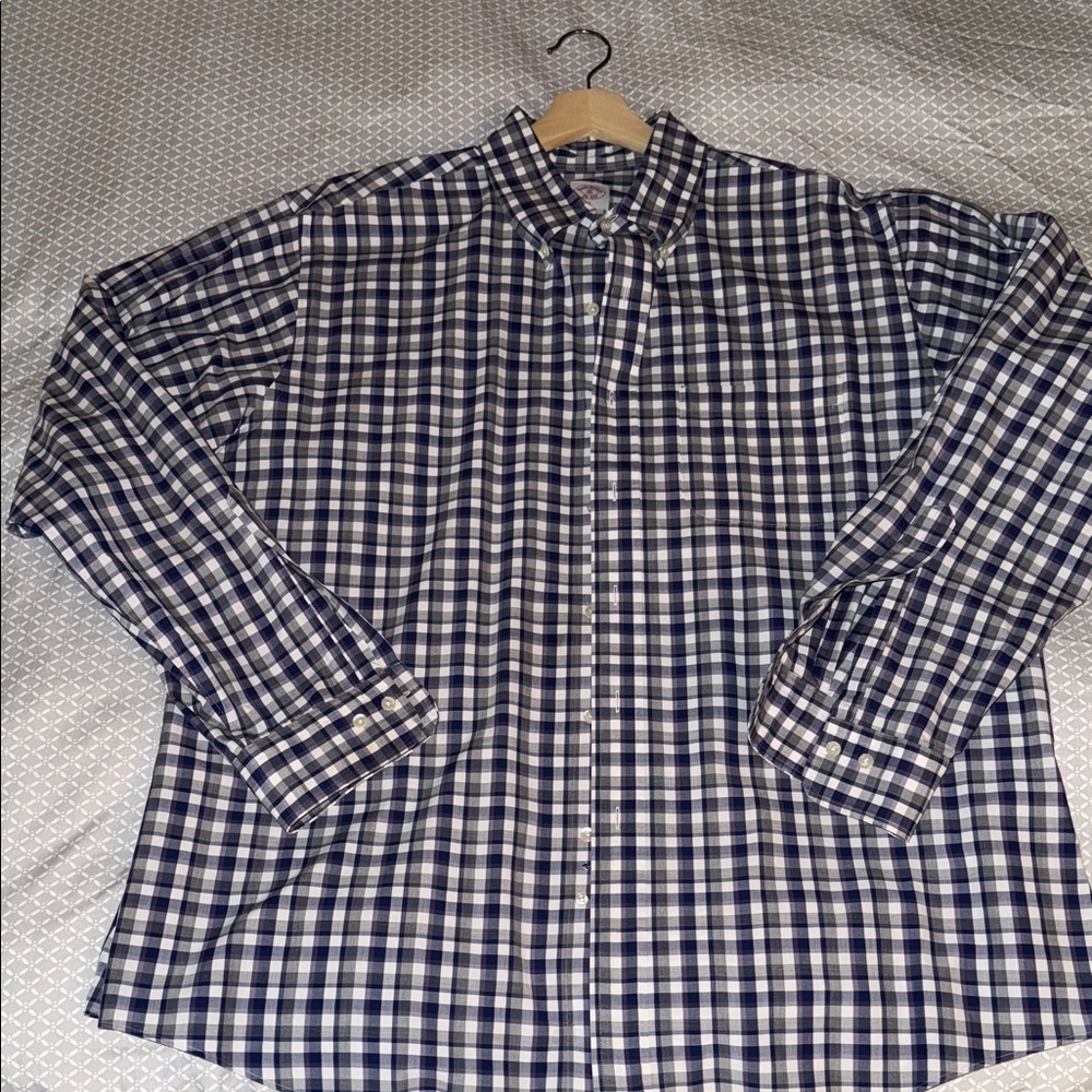 Brooks Brothers Navy and White Plaid Shirt